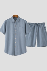 唐装男风亚麻套装夏季中老年人中式棉麻宽松爸爸太极服男装图片