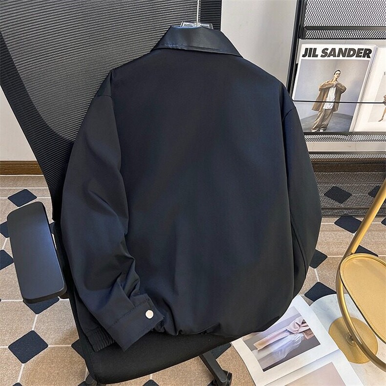 拼皮翻领工装夹克男装短款小众cleanfit解构棒球服外套JK693,男装夹克,星座1116A-1（原606A）