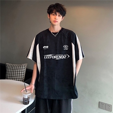 百搭休闲时髦创意复古青少年学院风吊染撞色插肩袖T恤T20-P35，男装T恤，电商C307