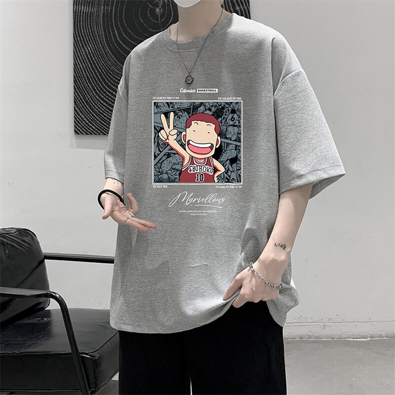 华夫格t恤男短袖男大码五分袖大皂风HT73392-P22,男装T恤,电商A040