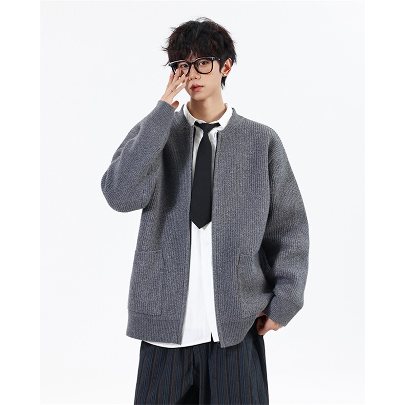 517A-8-M108-P88高品质重磅拉链开衫针织衫口袋老钱风慵懒风毛衣，男装针织衫/毛衣，星座517A-8（原B282）