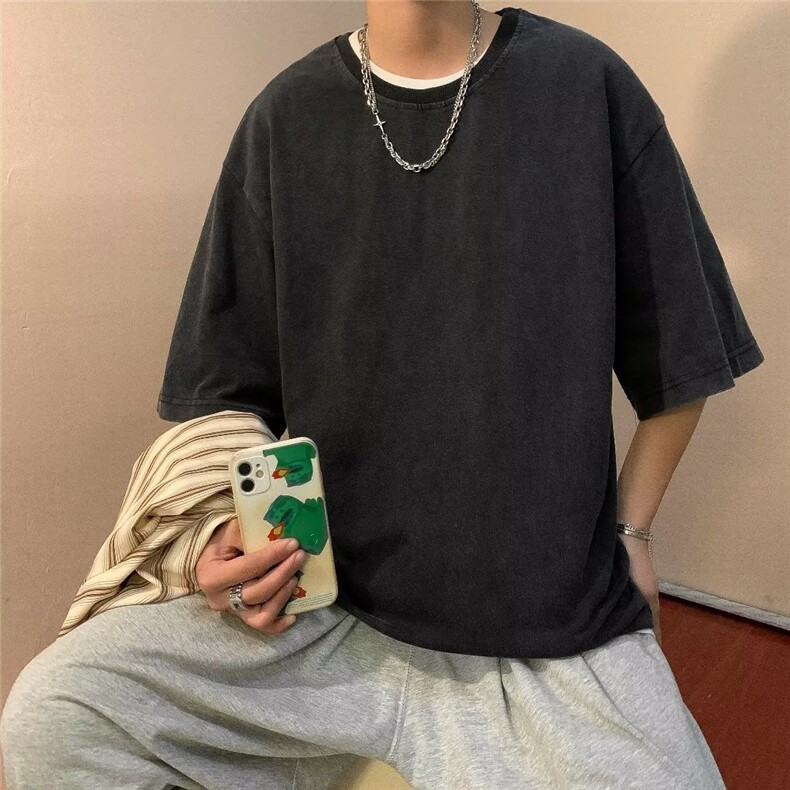 夏款男短袖纯棉水洗做旧T恤纯棉WT109P30,男装T恤,星座1116-2