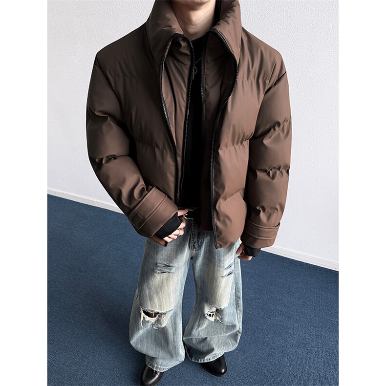 现货MYF03-P110冬季高级立领假两件双拉链保暖棉衣棉服皮外套r,男装棉衣,电商A456（原C415）