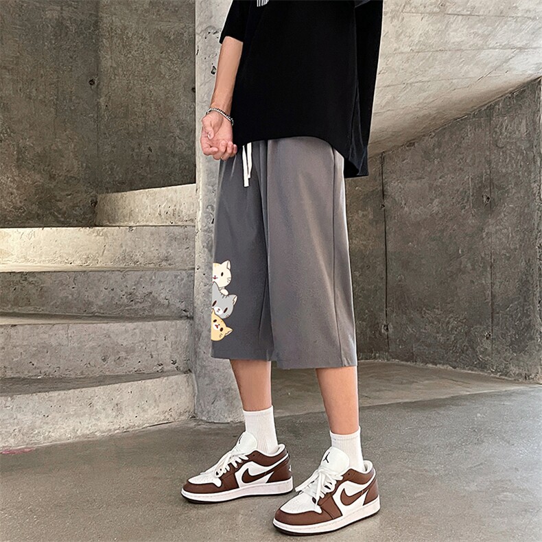 QK72164-P25冰丝七分裤男大码速干短裤男五分裤 港风图片