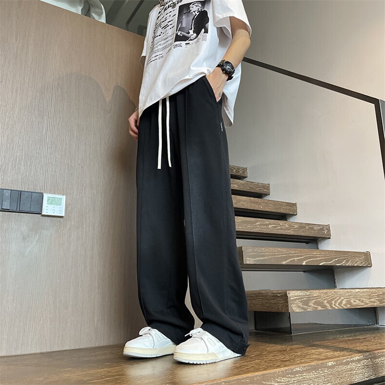 2025春季新款垂感休闲裤男宽松直筒卫裤九分裤纯色百搭K222P55,男装休闲裤,电商B278