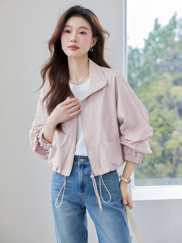 正品2025新款依尚街区短款长袖短外套女百搭休闲,女装风衣,微微衣阁