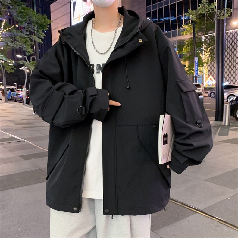 秋冬款工装外套男港风潮流连帽夹克冲锋衣JK23126-P80,男装夹克,星座717