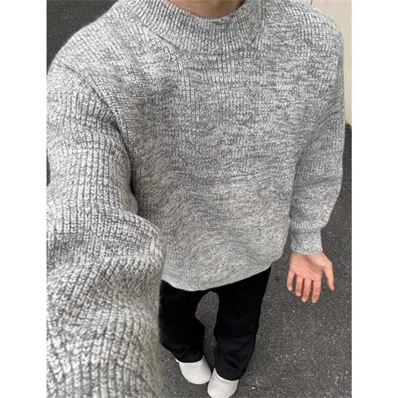 复古灰色正肩毛衣男款冬季圆领套头内搭打底针织衫MY501,男装针织衫/毛衣,星座1116A（原606A-3）