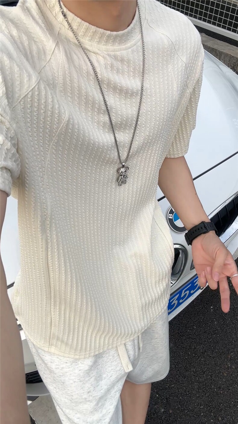 XZ809A/JL02/特P24/控48肌理感拼接圆领T恤,男装T恤,星座809A(原222-1)