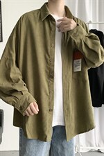 潮流港风休闲秋冬灯芯绒长袖衬衫男宽松复古衬衣中性  H215/P50图片
