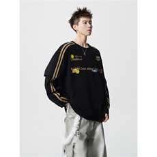 印花假二件袖子织带大码M-5XL长袖T恤男：棉CT78105P45控68，男装T恤，星座226-1