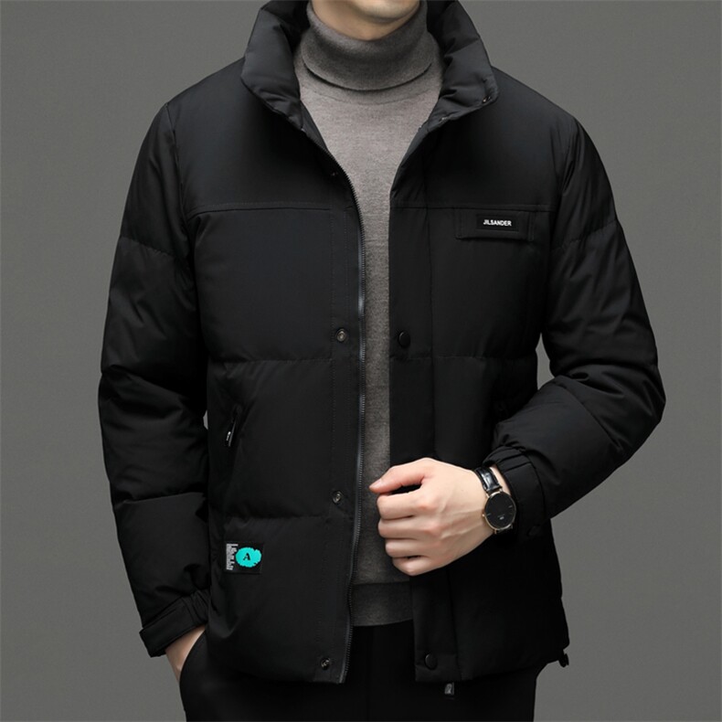 羽绒服男冬季2023新款中青年休闲白鸭绒上衣男装立领加厚保暖外套,男装羽绒服,电商B212（原钱塘6029）
