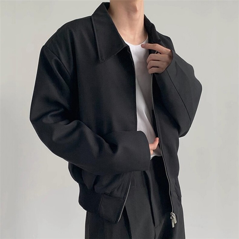 W642-P56Cleanfit韩版设计感男行政夹克简约百搭斜纹双拉链,男装夹克,电商B323A