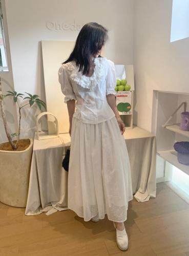 花边领上衣，女装，CHOCOLATE