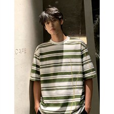 2026夏季新款时尚条纹哈苏线短袖T恤男DT6259-特P35建议零售价88，男装T恤，电商A001