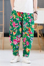 HK31风东北大花宽松裤子九分民族特色牡丹花休闲裤炸街汉服，男装休闲裤，星座115A(原星座507）