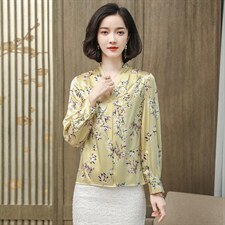 显瘦V领红色真丝衬衫女长袖纯色重磅真丝上衣衬衣小衫2026春装，女装衬衫，阿舍尔精品