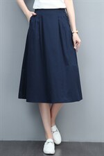 纯棉高腰半身裙女夏季2024年新款妈妈宽松休闲大码中长款a字裙子，女装半身裙，玛其路