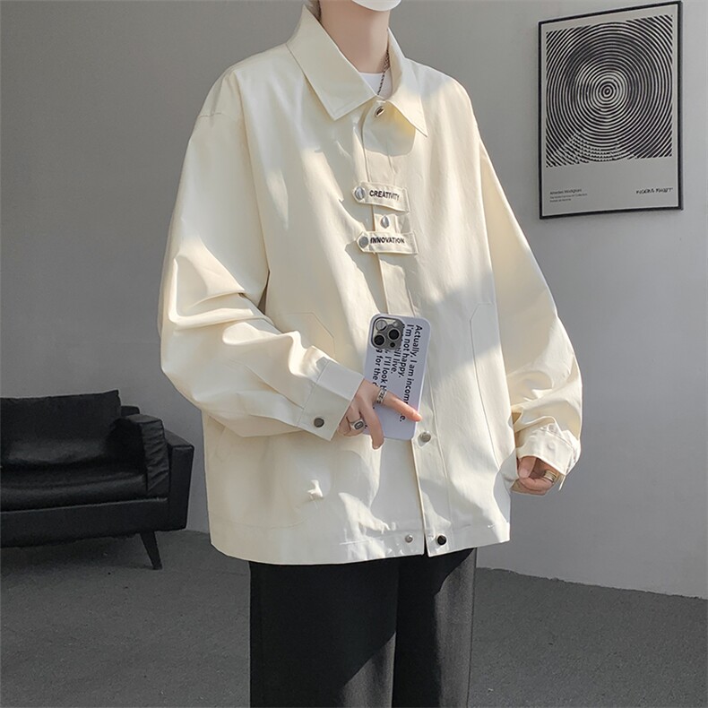现货JK1113-特批P4525秋设计感刺绣男翻领大码夹克（有里布）,男装夹克,电商A059