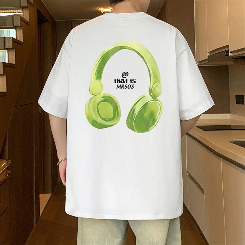 T837大码宽松纯棉运动圆领体恤衫oversize短袖T恤男重磅T图片