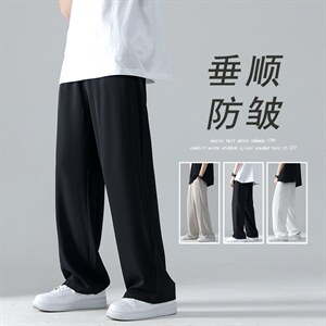 夏季免烫垂直宽松长裤薄款休闲时尚宽松直筒裤男 K3571-P30图片