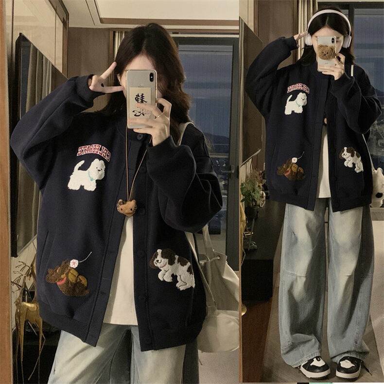 A523-P72 可露丽风春季新款宽松百搭学生字母休闲棒球服外套图片