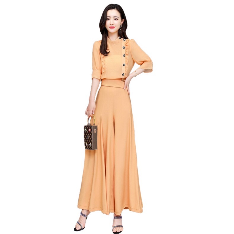 时尚套装女2025夏季修身显瘦粉色低领短袖上衣a字半身长裙两件套,商品下架区,江南富贵女