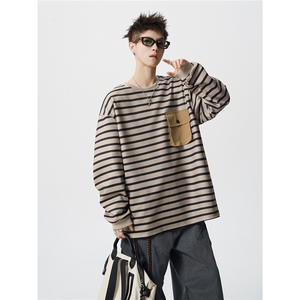 TWY19特P45控88圆领条纹polo圆领情侣卫衣宽松外套男100聚酯图片