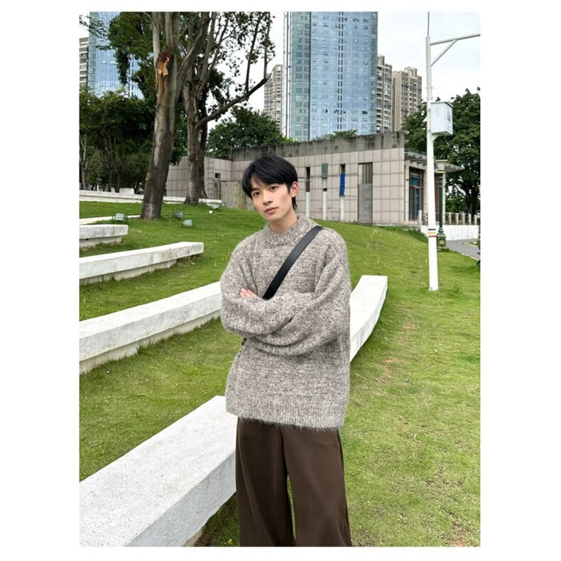 秋冬季新款加厚美式复古时尚提花宽松圆领套头针织毛衣男女MN68,男装针织衫/毛衣,星座516A