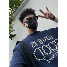 立体珍珠字母短袖T恤男夏季潮牌小领口cleanfit修身情侣半袖体恤，男装T恤，星座1116A（原606A-3）