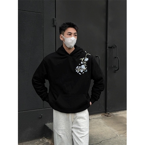 网图！春季重磅纯棉连帽刺绣卫衣外套男潮A1001-特P45 加绒53图片