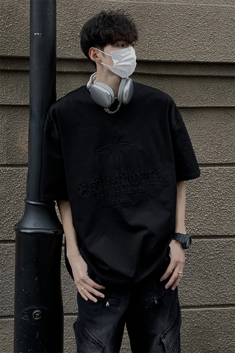 港风钢印多色大码短袖T恤男DT77781P28块特价控55：供抖音视频,男装T恤,星座227-7