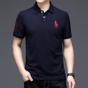 2023新款夏季男短袖POLO衫时尚翻领纯色T恤中年爸爸装半袖上衣P65图片