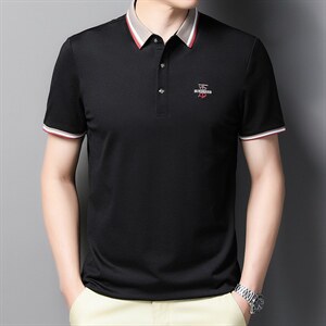 夏季新款男士翻领短袖t恤中年有领男装上衣服休闲POLO衫图片