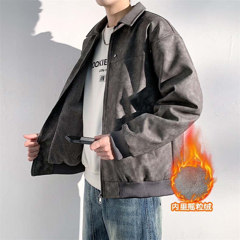 冬季数据新款内里摇粒绒皮棉衣美式翻领防风保暖棉服MF1059P85，男装皮衣，电商A128