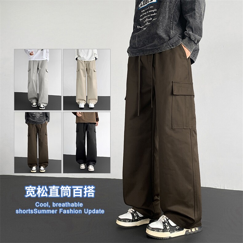 2025秋冬新款休闲男裤厚款直筒宽松松紧腰橡筋工装裤子潮3361-P42,男装工装外套,星座1006