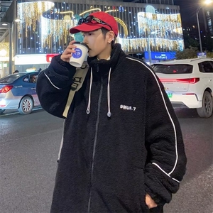 冬季港风宽松连帽服羊羔绒服男加厚保暖情侣装外套 W6542-P58图片