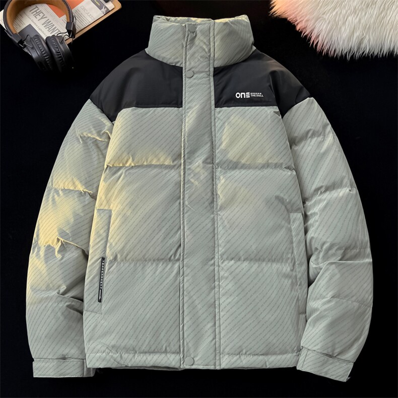 加厚立领字母条纹羽绒服男宽松冬季羽绒衣外套潮A266-88018-P180,男装羽绒服,电商A266