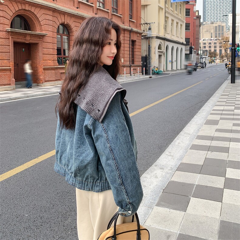 大货已出针织领羽绒牛仔外套2C090-9016-P255-K388,女装短外套,2C090