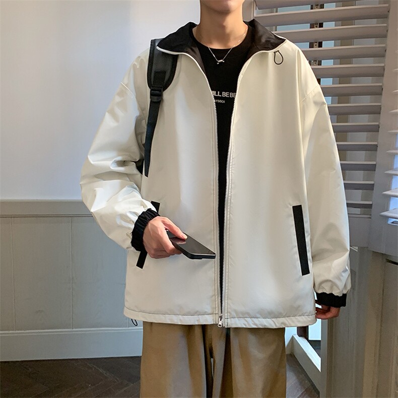 新款学院风双面穿宽松立领抽绳夹克外套A436-836-P6298,男装夹克,电商A436