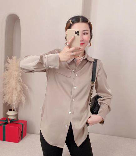 吾衣酷2021款真丝缎衬衫，女装衬衫，吾衣酷驿站