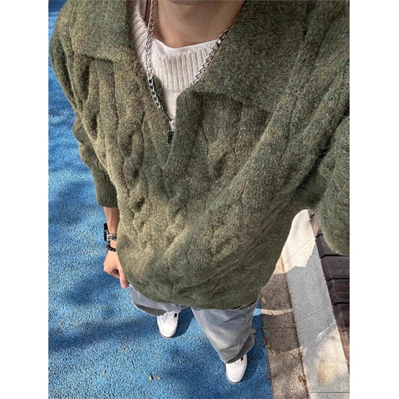 假两件麻花毛衣男冬季慵懒毛线衣软糯内搭v领针织衫MZ13,男装针织衫/毛衣,星座1116A（原606A-3）
