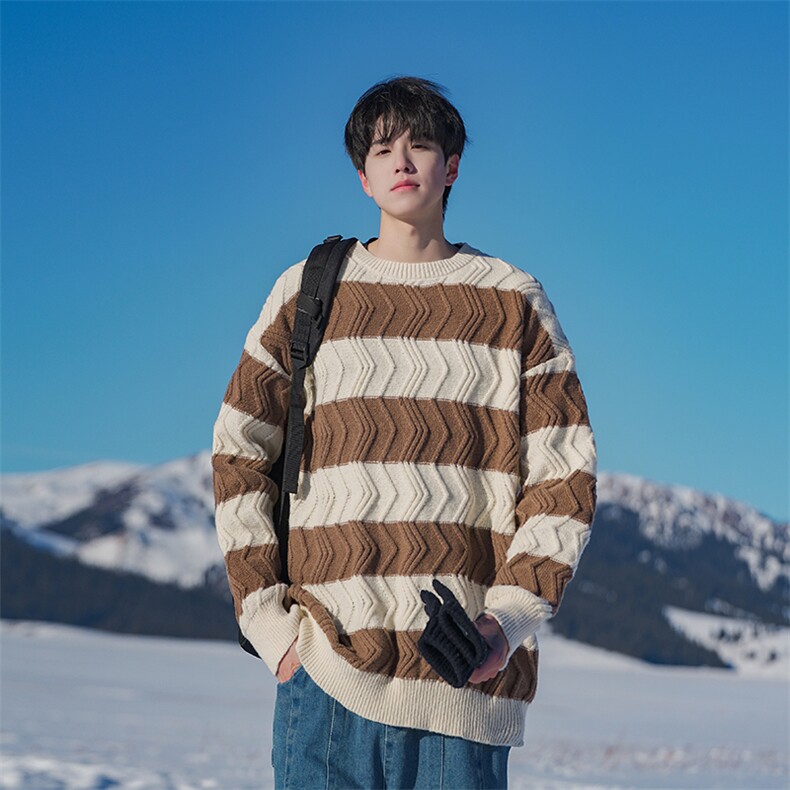 B225-M1163-P70--X88----腈纶42%锦纶31%PBT27%-撞色条纹毛衣,男装针织衫/毛衣,电商B225