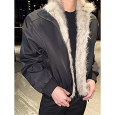 美式高级感夹克棉服男冬季加绒加厚双面穿皮毛一体外套男，男装夹克，四季星座505