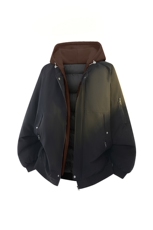 新款冬季大码羽绒棉服棉袄连帽假两件韩版宽松外套A436-2583-P95，男装棉衣，电商A436