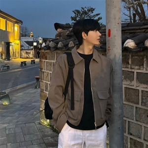 816B-JK110-P105 春季韩版男士短款翻领宽松夹克休闲拉链外套韩图片