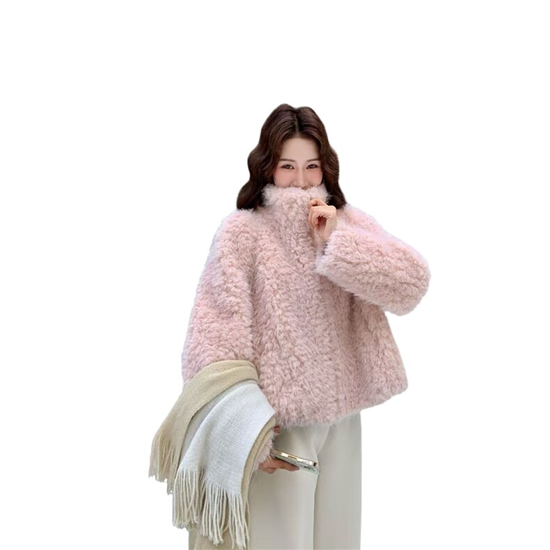 【现货】新款粉色皮毛一体毛毛款223-1520-P215-K328,女装皮草,欣美人