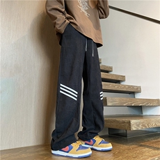 抖音品质秋季新款潮流条纹灯芯绒宽松休闲裤B315-K817-特p35控68，男装休闲裤，电商B315