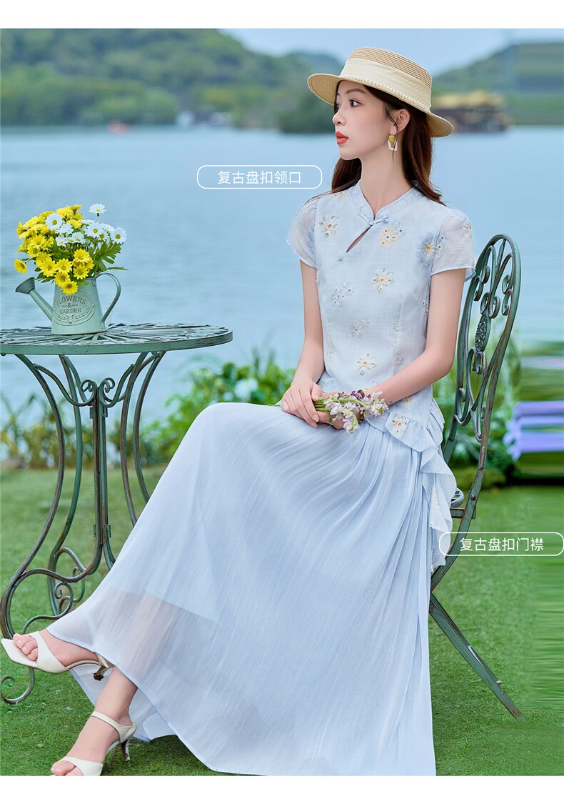 2026年夏季女高级感新中式刺绣花色套裙,女装套装/套裙,贝蕾酷儿