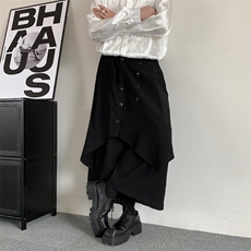 秋冬法式复古纽扣日系叠层山本耀司风不规则无性别西裤男宽松裤裙，男装西裤，星座909